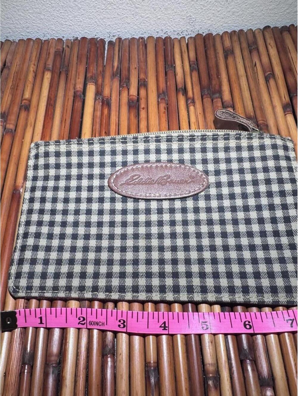 Vintage Eddie Bauer Plaid Travel Organizer Wallet Checkbook Pouch Zippered